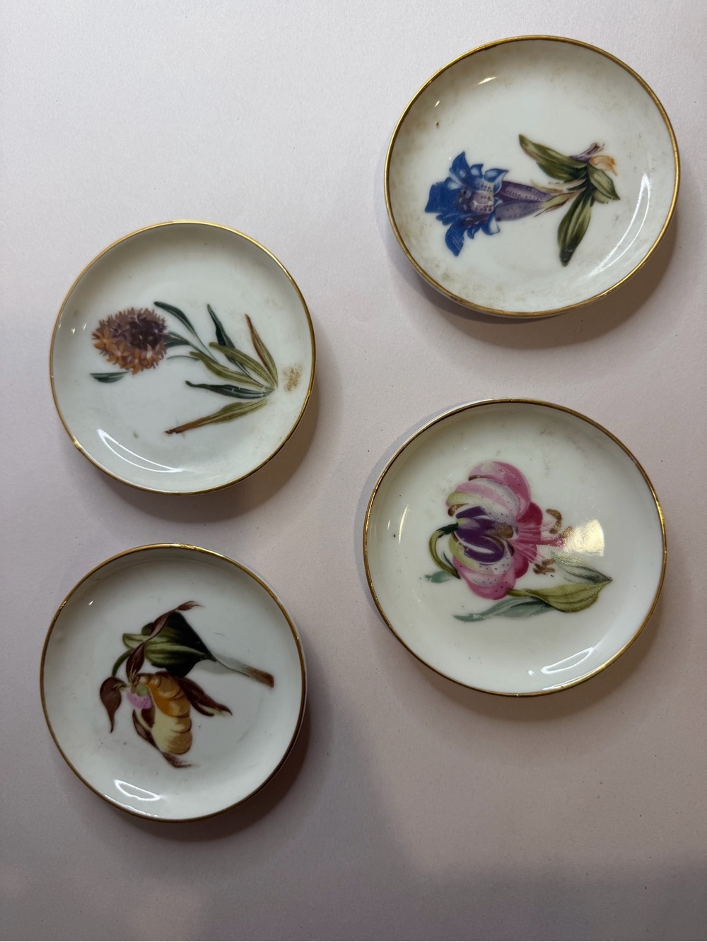 Vintage Porcelain Trinket Dish Ashtray - Flower Enesco Japan - Set  Of 4 Floral